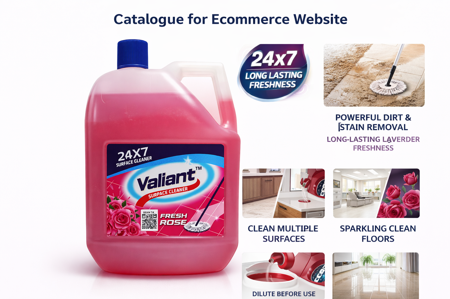 Valient Surface Cleaner 5 Ltr Rose Fresh