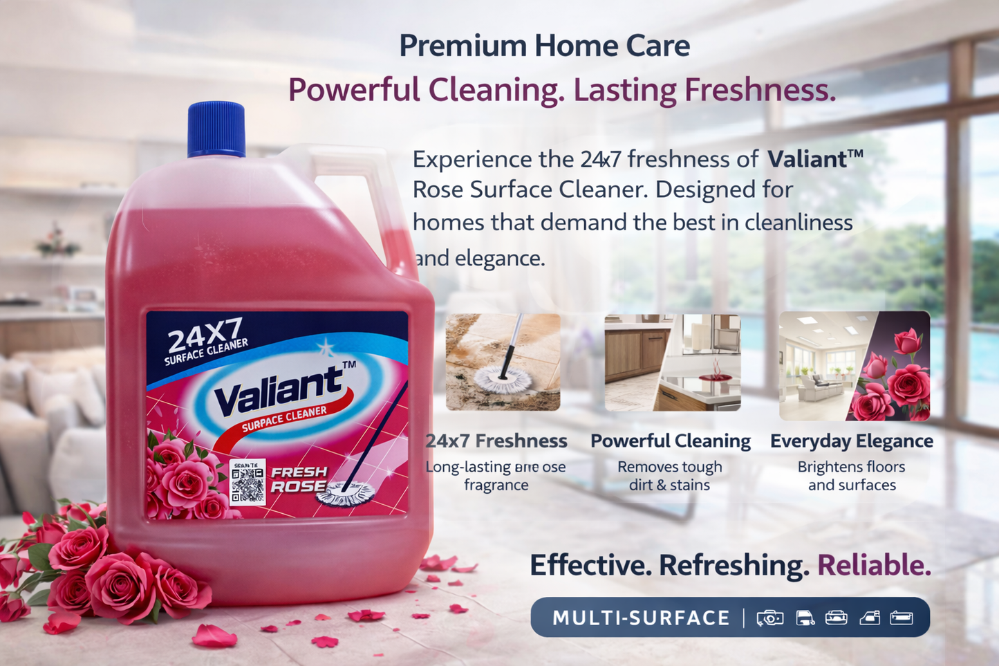 Valient Surface Cleaner 5 Ltr Rose Fresh